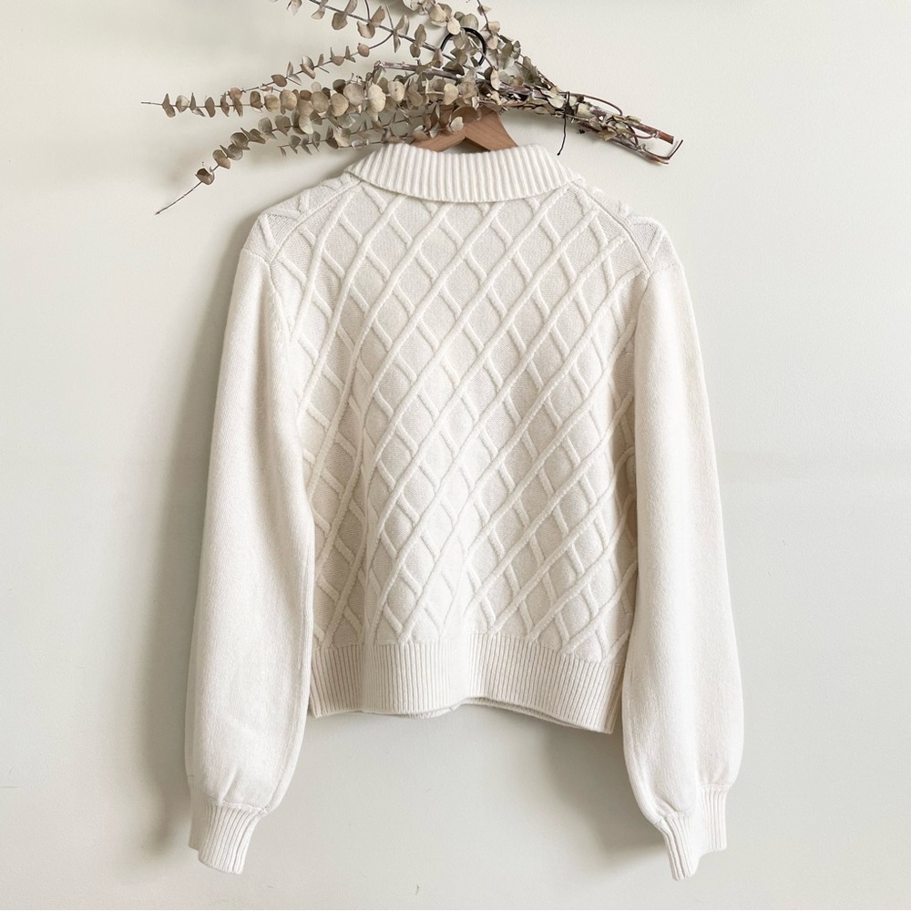 Ciao Lucia Tomayo Cardigan Ivory 100% Merino Wool Cable Knit NWT XS - Picture 9 of 16